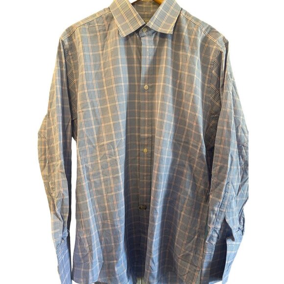 Charles Tyrwhit Men’s Red White Blue Check Button Down Shirt Cotton Sz 161/2 by - Picture 1 of 8